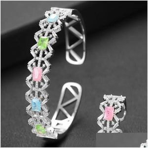 Boucles d'oreilles Collier Boucles d'oreilles Collier Missvikki Exquis Dames Mix Match Empilable Bracelet Bague Ensemble 2Pcs Pour Femmes Mariage De Mariée Fl Dhbbr