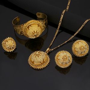 Oorbellen Ketting Ethiopische Goud Kleur Eritrese Verloving Bruid Bruiloft Habesha Luxe Afrika Sieraden Sets