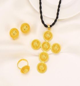 Collier de boucles d'oreilles Ethiopian Traditiona Jewelry Set Ring en éthiopie Gold Erythrée pour femmes Habesha Wedding Party Gift7252990