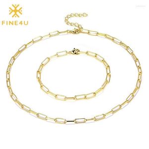 Earrings & Necklace F4U J002 Gold Color OT Toggle Chain Choker And Bracelet Set Rock Gothic Hip Hop Link Paperclip Jewelry Half22