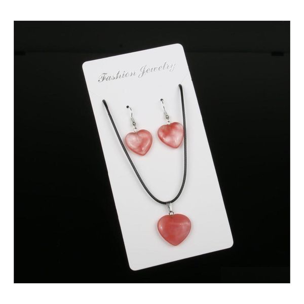 Pendientes Collar Moda Natural Ágatas Rojas Malaquita Ojo de Tigre Conjunto de Joyas de Piedra Corazón Colgantes Collares Para Mujeres Hombres Drop Del Dhj2R