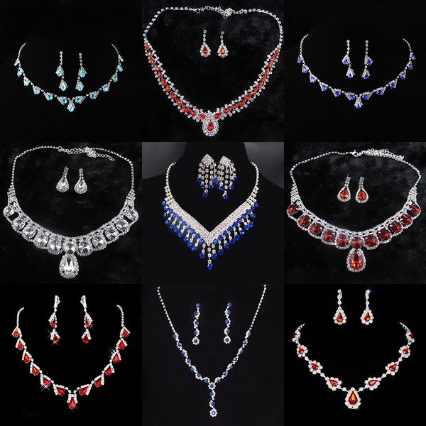 Boucles d'oreilles Collier De Mode Cristal Rouge Femmes De Bal De Mariage Ensemble De Bijoux Décorations Gland Collier Boucles D'oreilles Ensemble De Bijoux De Mariée 230703