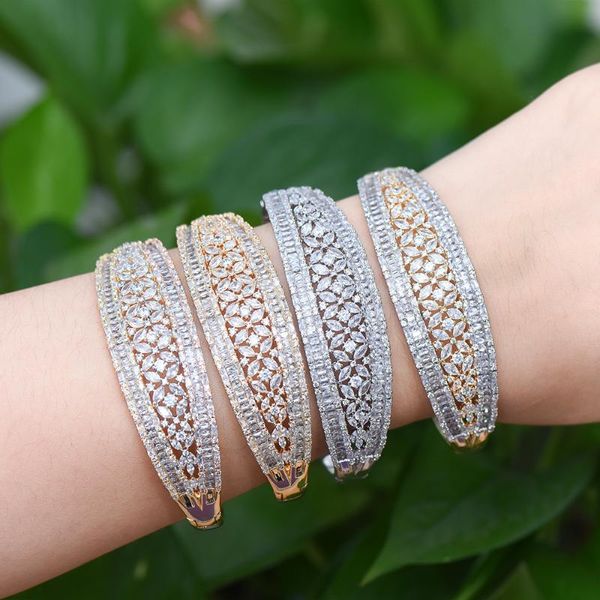 Pendientes Collar Godki Big Fashion Luxury Bold African Bangle Ring Juego para mujeres Cubic Zircon Pave Fiesta Boda Saudita Arabic Dubai Jewel