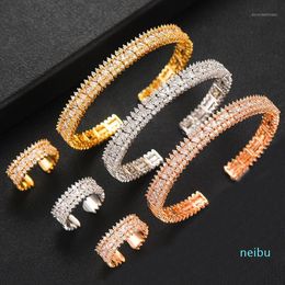 Oorbellen Ketting GODKI Lente Sieraden Sets Voor Vrouwen Bruiloft Zirkoon Kristal CZ Qatar Bridal Bangle Ring Aretes De Mujer Modernos