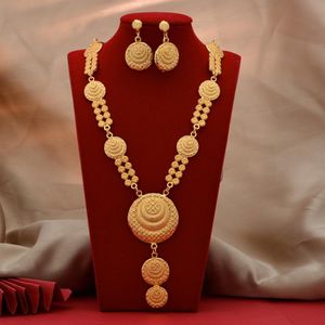Boucles d'oreilles collier couleur or ensembles de bijoux pour femmes cadeaux de mariage de mariée africaine fête Bracelet bague ensemble arabie saoudite bijoux boucles d'oreilles