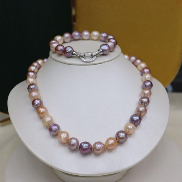 Boucles d'oreilles collier HABITOO magnifique 12-14mm naturel multicolore baroque Reborn Keshi perle Bracelet ensemble de bijoux pour femmes cadeaux de charme