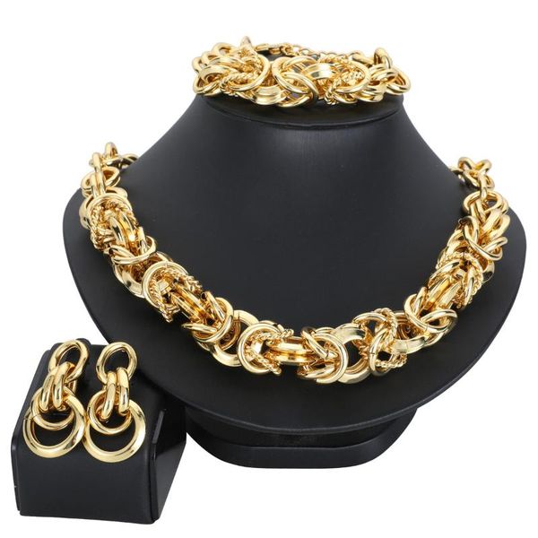 Pendientes, collar, gargantilla de cadena de oro multicapa Punk de alta calidad para mujer, joyería gruesa de eslabones gruesos de Hip Hop