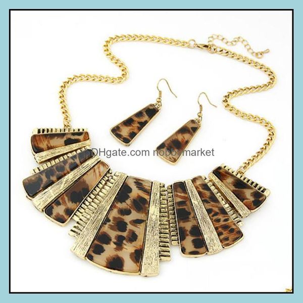 Pendientes Collar Conjuntos de joyas EUROPEO Y AMERICANO Moda Retro Leopardo Estampado de leopardo Set de cadena Juego de cadenas 2021 YNRIL