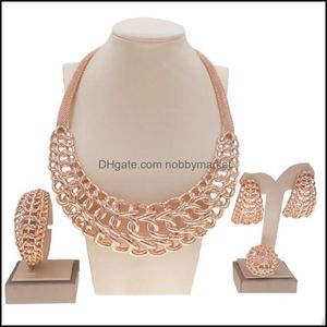 Oorbellen Ketting Sieraden Sets Yaili Exquisite Rose Gold Simple Style Jewelleries Set Dagelijkse Goedkope Dames Armband Earring Ring Drop