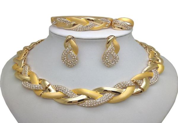Boucles Collier Kingdom Ma India Bracelet de boucle d'oreille Bracelet pour femmes Gift African Bridal Wedding Gifts Jewelry Gold Color Big8658293