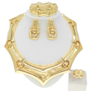 Oorbellen ketting nieuwste draagbare Braziliaanse goud Italiaanse ontwerp stijl overdreven ring sieraden set banket vakantie cadeau