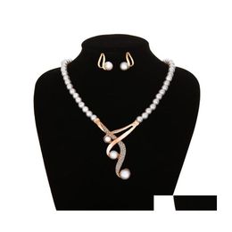 Collier de boucles d'oreilles Luxury Bridal Jewelry Set Crystal perles simated perle 322c3 Drop Liviling Ensembles DHZ41