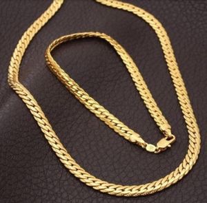 Oorbellen ketting heren dames gestempeld geel goud gevuld bot ketting armband set trend sieraden cadeau2452418