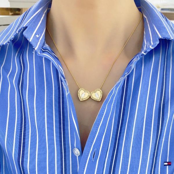 Boucles d'oreilles collier maman fille chaîne en acier inoxydable couleur argent colliers pendentifs bijoux Mujer fête des mères cadeau de noël