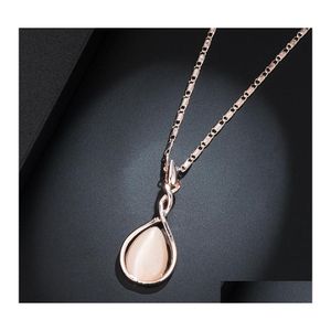 Oorbellen ketting ne cklace oorbel set voor boho sieraden aankomst roze opaal en ring natuurlijke edelsteen stenen water druppel vrouwen 704 levering dhqkd