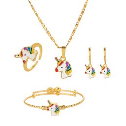 Boucles d'oreilles collier collier Bracelet boucle d'oreille pour les femmes faisant des bijoux artisanat dessin animé arc-en-ciel cheval 230703