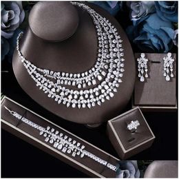 Oorbellen Ketting Ketting Oorbellen Set 2024 Verkopen Afrikaanse 4-delige Bruidssieraden Mode Dubai Dames Bruiloft Accessoires Dh6Xi