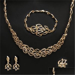 Oorbellen Ketting Ketting Oorbellen Set Marokkaans Arabisch Bruiloft Bruidssieraden Vrouw Kwaliteit Dubai 18K Vergulde Aangepaste Sieraden Dhkpx