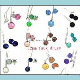 Collier de boucles d'oreilles Nouveau style vendant la mode Druzy Drusy Pendant bijoux de bijoux Mujer Pendientes Oreilleur et Collier Drop Livraison Otuap