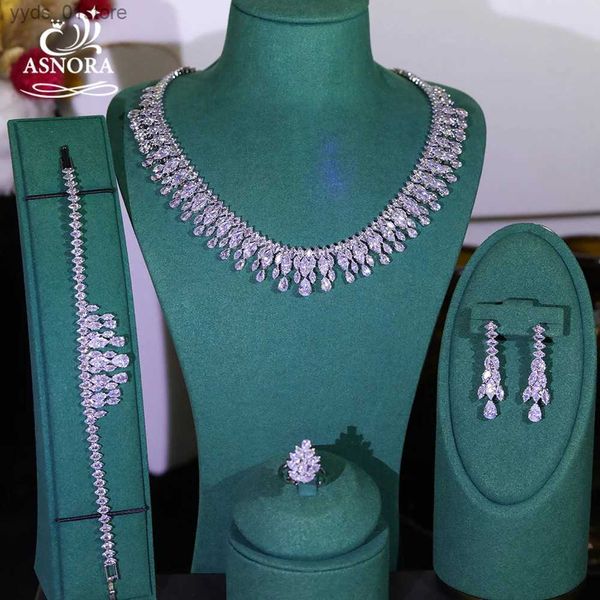 Pendientes Collar Recién llegado collar y aretes de circonio cúbico conjunto de joyas para novia adecuado para accesorios de fiesta de boda de baile para mujer entrega gratuita L240323