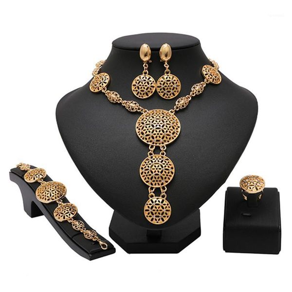 Ensemble de bijoux en or Noble pour femmes, boucles d'oreilles et collier, Design de marque, mode de mariage nigérian, perles africaines, Costume pour femmes, 2021