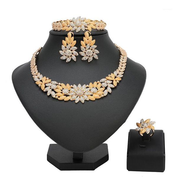 Pendientes Collar Derecho Noble Diseñador de oro Conjunto de joyas Marca Boda nigeriana Moda Traje de mujer africana al por mayor