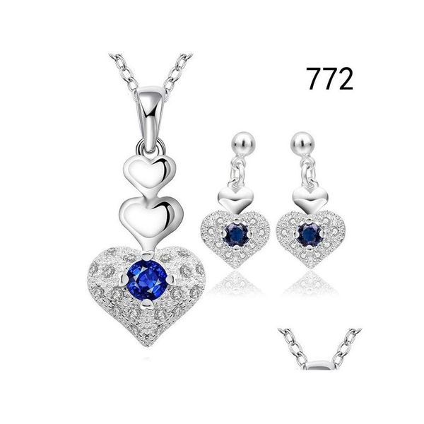 Boucles d'oreilles Collier Vente Femmes Gemstone Sterling Sier Plate Bijoux Ensembles Même Prix Mix Style 925 Boucles D'oreilles Ensemble Gts30 Drop Delivery Dhkjo