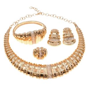 Pendientes Collar Venta Est Diseño Conjunto de joyas de oro italiano Alta calidad Gran rosa Banquete de lujo H0020