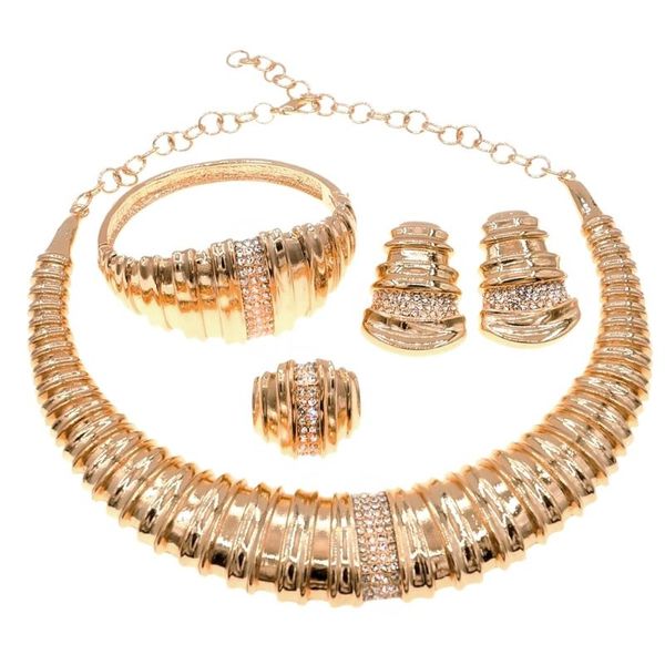 Boucles d'oreilles collier vente Est Design ensemble de bijoux en or italien de haute qualité grand Banquet de luxe Rose H0020