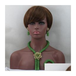 Oorbellen Ketting Set 2023 Trendy Groene Afrikaanse Kralen Handgemaakte Sieraden Accessoires Nigeriaanse Bruids Alj989 Drop Levering Jewe Dhgarden Dhr10