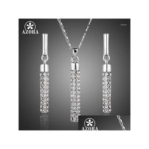 Boucles D'oreilles Collier Ensemble Azora Élégant Clair Stellux Cristaux Autrichiens Pavé Goutte Et Pendentif Tg0216 Livraison Ensembles De Bijoux Dhgarden Dh4Zu