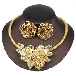 Brincos Colar Conjunto Moda Feminina Africana Dubai Cobre Dourado Colares Argola Para Acessórios De Noiva Italiana Drop Delivery Dhgarden Dh5T3