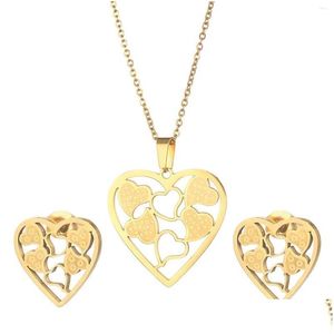 Collier de boucles d'oreilles Ensemble collier de pendentif coeur exquis