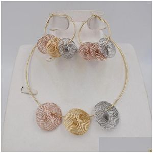 Oorbellen Ketting Set Hoge Kwaliteit Dubai Goud Kleur Sieraden Voor Vrouwen Afrikaanse Kralen Sieraden Mode Oorbel Drop Levering S Dhgarden Dhzt0