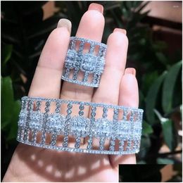 Boucles d'oreilles collier ensemble Missvikki à la mode luxe empilable bracelet bague ensembles pour femmes Fl cubique Zircon cristal Cz Duba Dhgarden Dhrnh