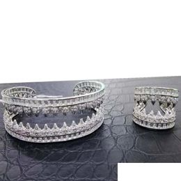 Pendientes Collar Juego de dientes Revet Charros 2 PC Anillo de brazalete de brazalete para mujeres Boda de circón cúbico Cúbico Dubai Party High Jewelry Drop dhk5p