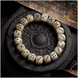 Collier de boucles d'oreilles Set Tibetan Bone Bouddha Perles Bracelet Dice fait à la main