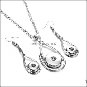 Boucles d'oreilles collier Sier couleur bouton pression ensemble de bijoux 12Mm 18Mm pendentif boutons pression pour femmes Noosa livraison directe 2021 ensembles Lulubaby Dh94H