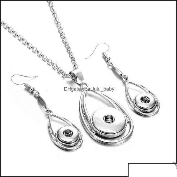 Boucles d'oreilles collier Sier couleur bouton pression ensemble de bijoux 12mm 18mm pendentif boutons pression pour les femmes Noosa Drop Delivery 2021 ensembles bébé Dhqdi