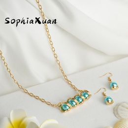 Oorbellen ketting Sophiaxuan Hawaiiaanse sieraden set ontwerp Polynesische goud roze parel chian sets groothandel voor vrouwen meisje 2021