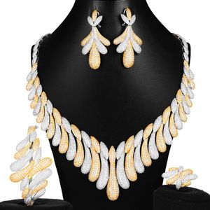 Boucles d'oreilles collier Soramoore 4 pièces mode luxe glands ensembles de bijoux pour femmes mariage africain cubique zircone dubaï mariée 2021
