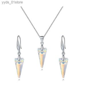 Oorbellen Ketting Spike Hanger Ketting Druppel oorbellen Kristal uit Oostenrijk Zilver Kleur Strass Sieradensets Voor Dames Moederdag Verjaardag L240323