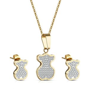 Boucles d'oreilles Collier En Acier Inoxydable Costume Usine Vente Directe Mode Net Rouge Zircon Pendentif Grande Quantité Remise