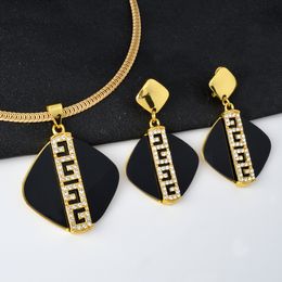 Oorbellen ketting zonnige sieraden sets voor vrouwen nieuwste Italiaanse goudkleur zwart zirkoon hanger ketting oorbellen sieraden accessoires feest cadeau 230820