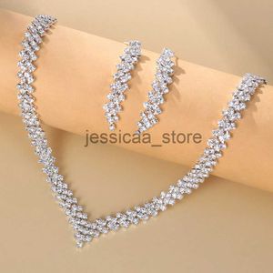 Oorbellen ketting Treazy Celebrity Rhinestone Crystal Bridal Jewelry for Women V Shape Choker ketting oorbellen Sets Fashion Weddjewelry Sets J231222