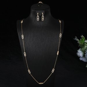 Boucles d'oreilles collier à la mode Dainty tour de cou boucle d'oreille ensembles de bagues empilables long collier pour femmes Dubai bijoux cadeau Pendientes Mujer Moda HXS005 230818