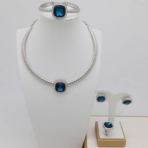 Oorbellen ketting Tsround Dubai gouden sieraden sets voor vrouwen grote Afrikaanse kristallen CZ set Nigeriaanse bruids bruiloft kostuum