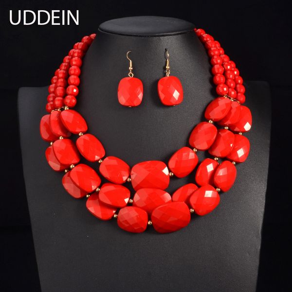 Boucles d'oreilles collier UDDEIN perles africaines ensembles de bijoux multicouche mariage nigérian ensembles de bijoux indiens déclaration de luxe collier ras du cou bijoux 230703