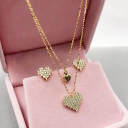 Oorbellen ketting Vanifin mode-sieraden dubbele ketting hartvormige zirkoon micro inlay met voor dagelijks huwelijksgeschenk