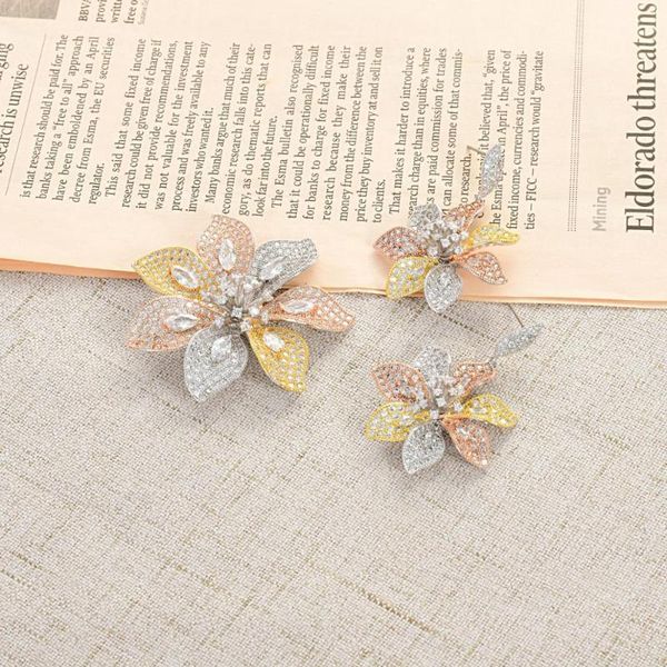 Pendientes collar Viennois cobre conjunto de joyería para mujer Zirconia Multicolor diseño de flores colgante fiesta boda 2021